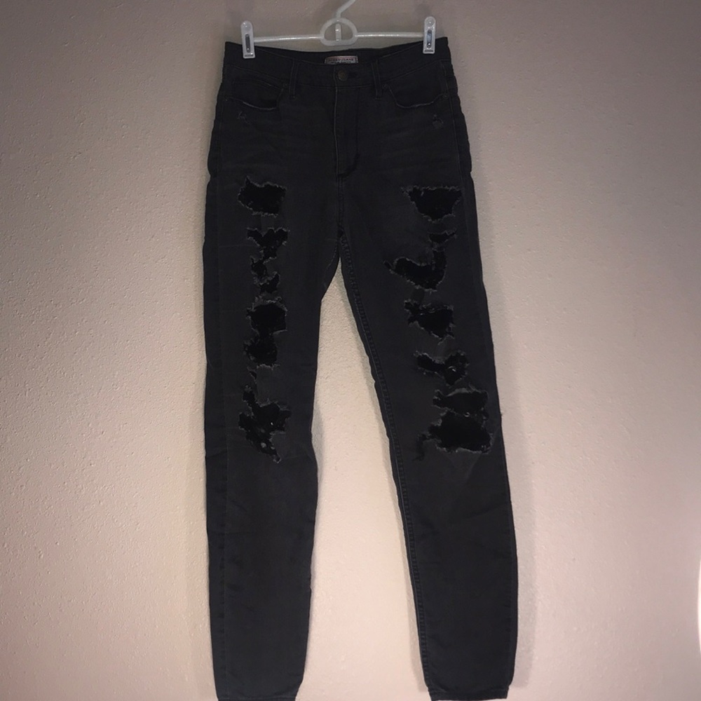 GUESS black ripped high waisted jeans